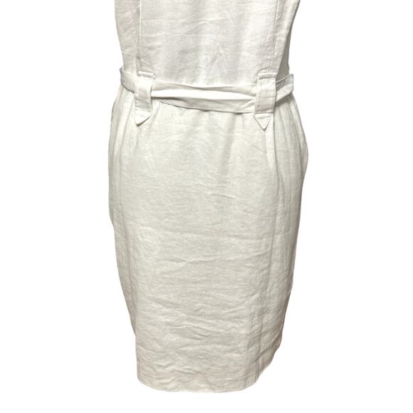 Halogen Utility Shirt Dress Mini Button Up Sleeveless Linen Blend White XS NWOT - Picture 7 of 10